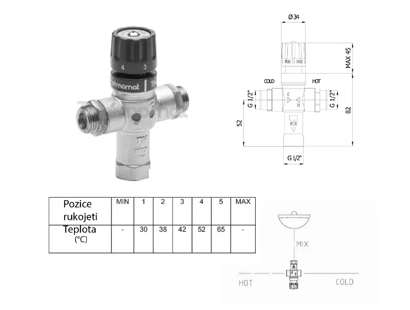 Sapho - Shower valves - Közületi kiegészítők - TMT12MPM – 2. kép