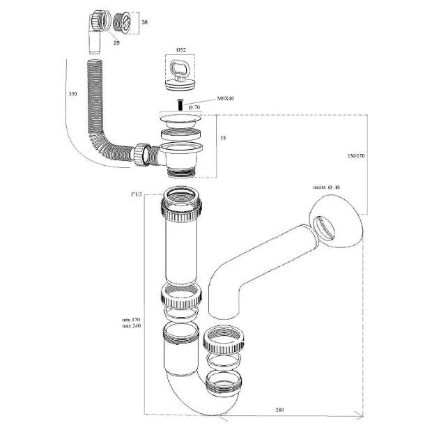 Aqualine - Bucket sinks - Közületi kiöntő - PI5050 – 2. kép