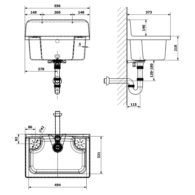 Aqualine - Közületi kiöntő - PI5052 – 2. kép