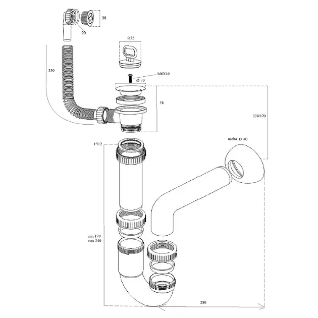 Aqualine - Sanitary ceramics - Közületi kiöntő - PI5060 – 2. kép