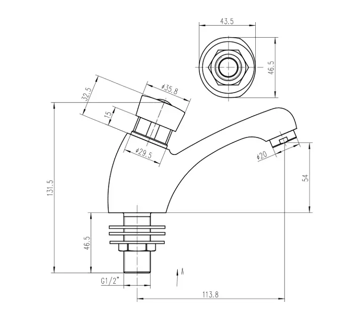 Aqualine - Valves - Közületi mosdó csaptelep - ZY12053 – 2. kép