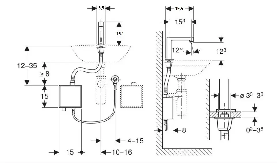 Geberit - Brenta - Közületi mosdó csaptelep - 116.174.SN.1 – 2. kép