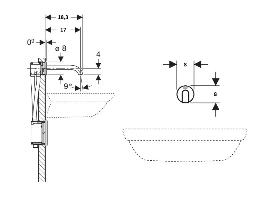 Geberit - Piave - Közületi mosdó csaptelep - 116.261.14.1 – 2. kép