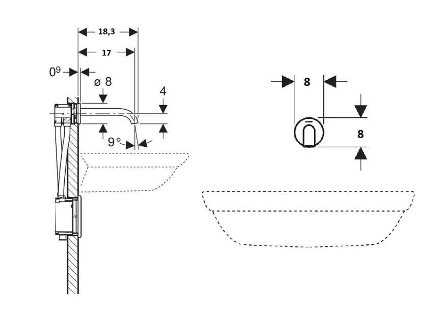 Geberit - Piave - Közületi mosdó csaptelep - 116.264.14.1 – 2. kép