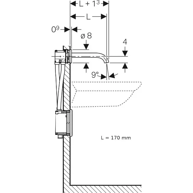 Geberit - Piave - Közületi mosdó csaptelep - 116.267.21.1 – 2. kép