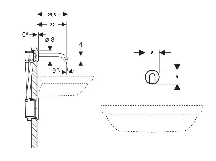 Geberit - Piave - Közületi mosdó csaptelep - 116.282.14.1 – 2. kép