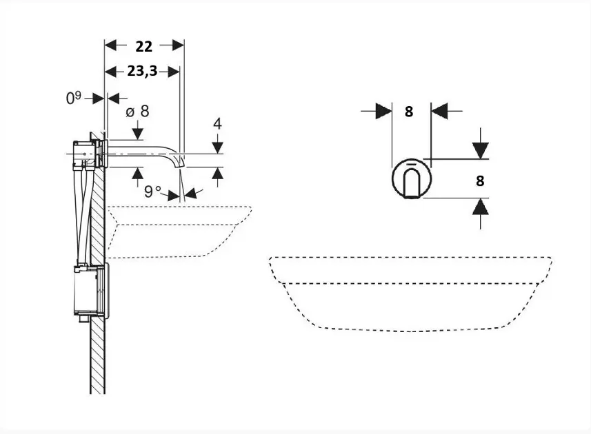 Geberit - Piave - Közületi mosdó csaptelep - 116.286.14.1 – 2. kép