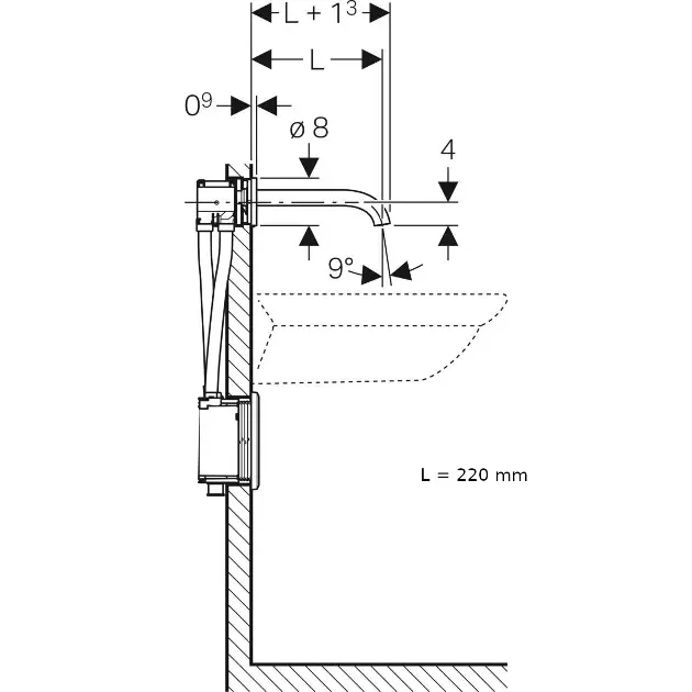 Geberit - Piave - Közületi mosdó csaptelep - 116.287.21.1 – 2. kép