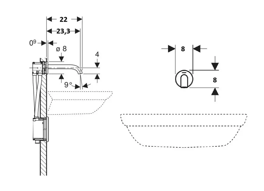 Geberit - Piave - Közületi mosdó csaptelep - 116.288.SN.1 – 2. kép