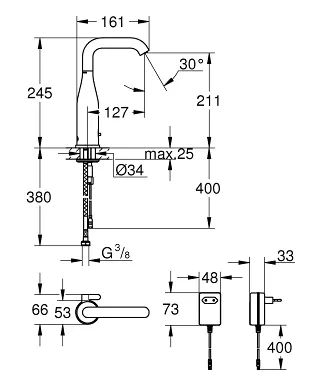 Grohe - Essence E - Közületi mosdó csaptelep - 36444000 – 2. kép