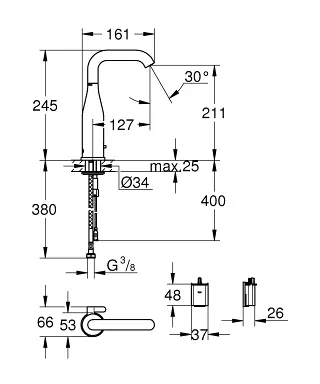 Grohe - Essence E - Közületi mosdó csaptelep - 36445000 – 2. kép