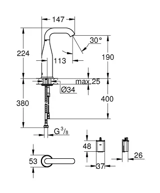 Grohe - Essence E - Közületi mosdó csaptelep - 36446000 – 2. kép