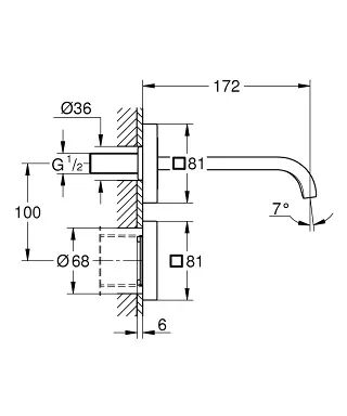 Grohe - Eurocube E - Közületi mosdó csaptelep - 36442000 – 2. kép