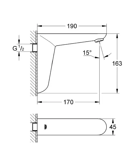 Grohe - Euroeco Cosmopolitan E - Közületi mosdó csaptelep - 36274000 – 2. kép