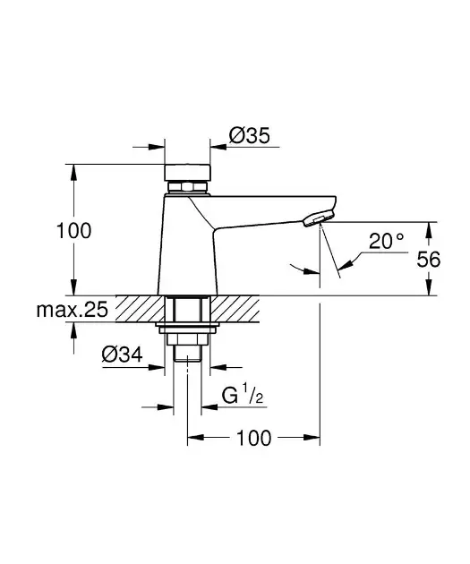 Grohe - Euroeco Cosmopolitan T - Közületi mosdó csaptelep - 36265000 – 2. kép