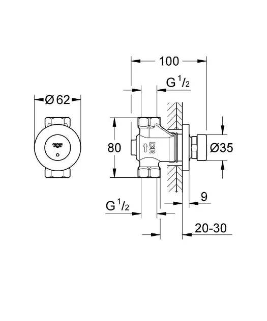 Grohe - Euroeco Cosmopolitan T - Közületi mosdó csaptelep - 36268000 – 2. kép
