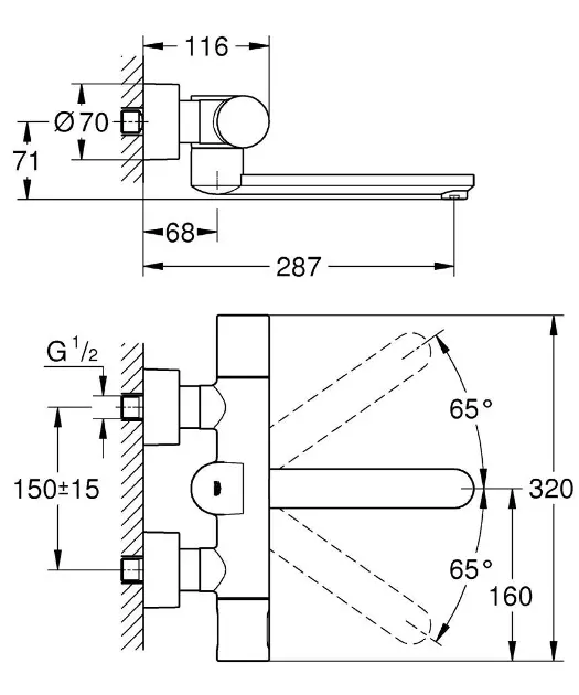 Grohe - Eurosmart Cosmopolitan E - Közületi mosdó csaptelep - 36332000 – 2. kép