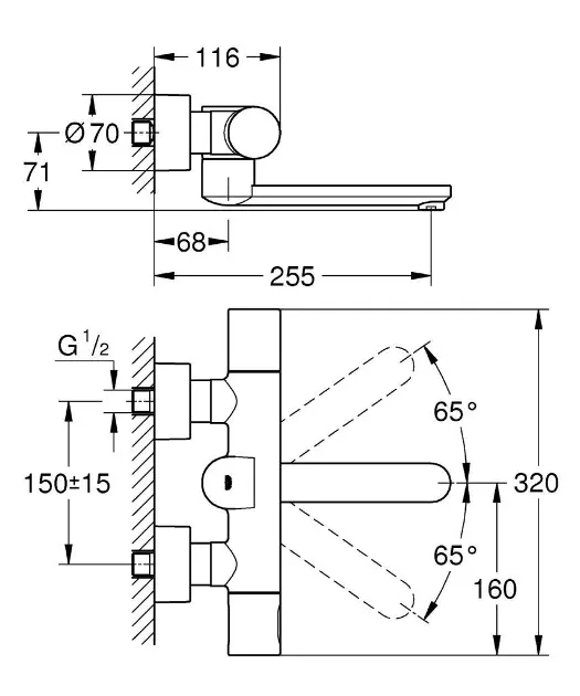 Grohe - Eurosmart Cosmopolitan E - Közületi mosdó csaptelep - 36333000 – 2. kép