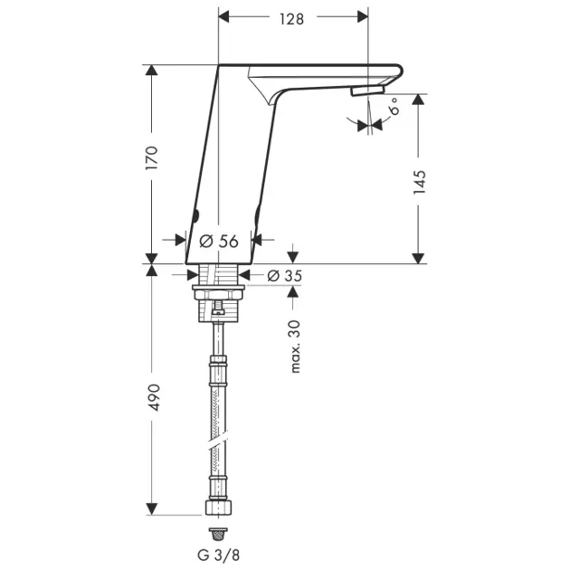 Hansgrohe - Metris S - Közületi mosdó csaptelep - 31100000 – 2. kép