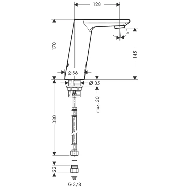 Hansgrohe - Metris S - Közületi mosdó csaptelep - 31101000 – 2. kép