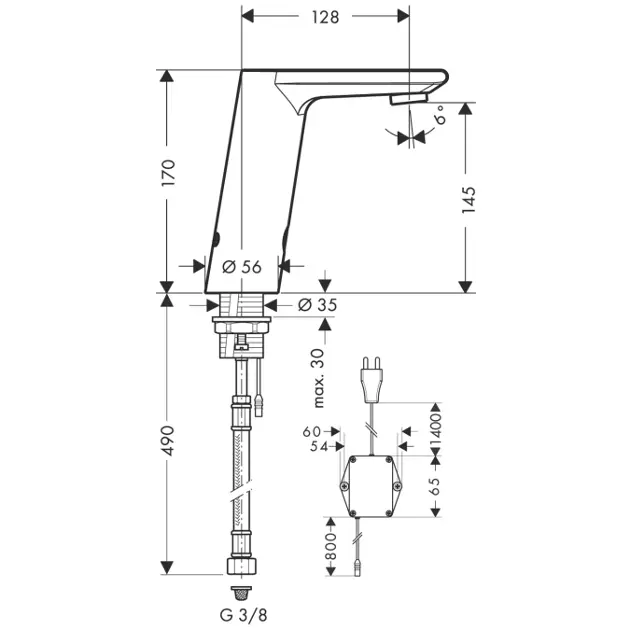 Hansgrohe - Metris S - Közületi mosdó csaptelep - 31102000 – 2. kép