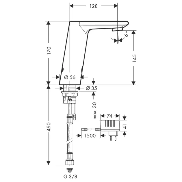 Hansgrohe - Metris S - Közületi mosdó csaptelep - 31103000 – 2. kép