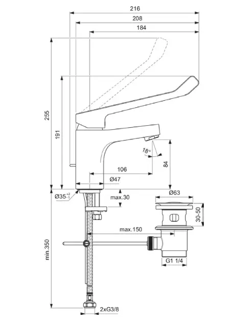 Ideal Standard - Cerabase - Közületi mosdó csaptelep - BD061AA – 2. kép