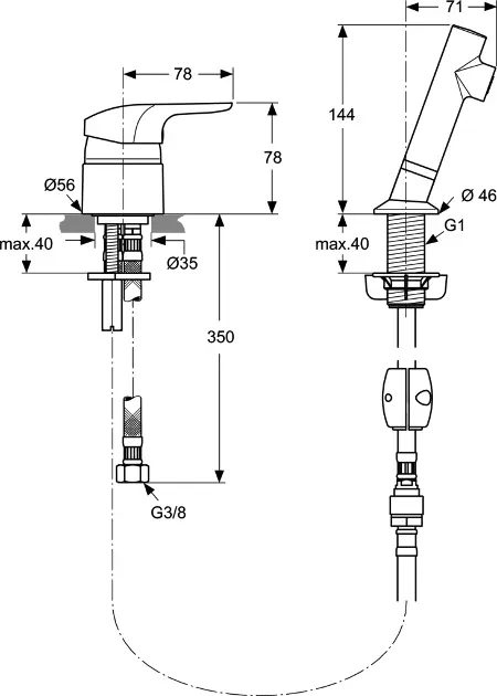 Ideal Standard - CeraSprint - Közületi mosdó csaptelep - A5727AA – 2. kép