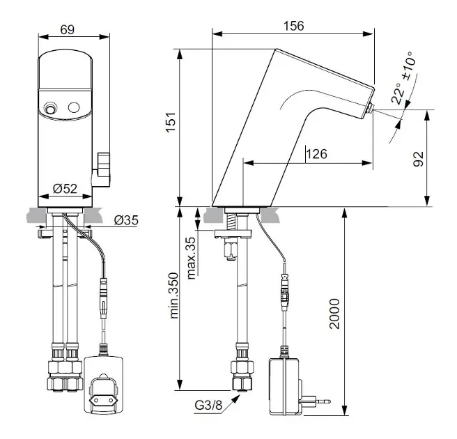 Ideal Standard - Intelliflow - Közületi mosdó csaptelep - A7856AA – 2. kép
