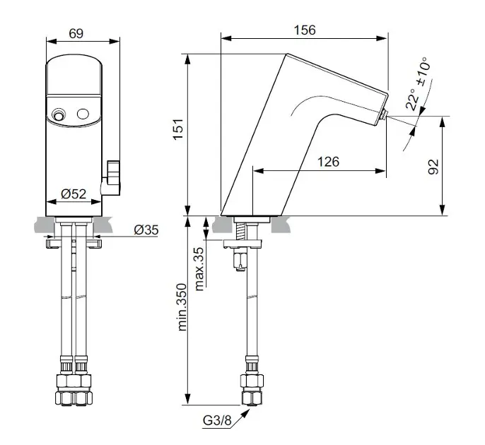 Ideal Standard - Intelliflow - Közületi mosdó csaptelep - A7857AA – 2. kép