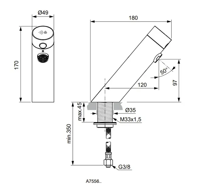Ideal Standard - SensorFlow - Közületi mosdó csaptelep - A7556AA – 2. kép