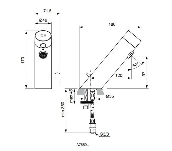 Ideal Standard - SensorFlow - Közületi mosdó csaptelep - A7559AA – 2. kép