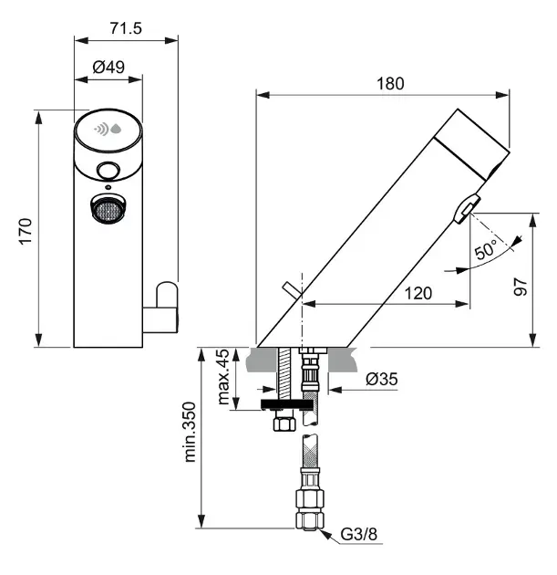 Ideal Standard - SensorFlow - Közületi mosdó csaptelep - A7559B3 – 2. kép