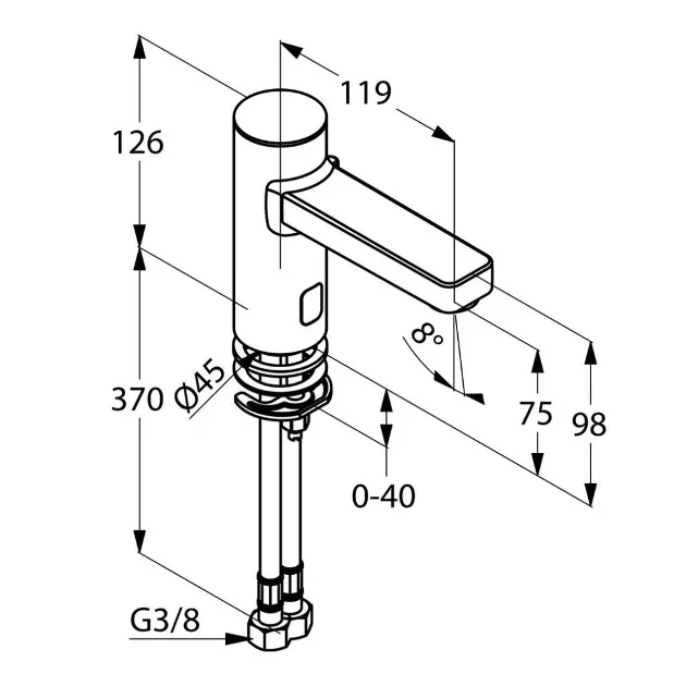 Kludi - Zenta - Közületi mosdó csaptelep - 3810005 – 2. kép