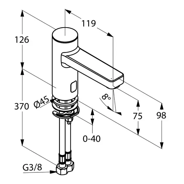 Kludi - Zenta - Közületi mosdó csaptelep - 3810205 – 2. kép