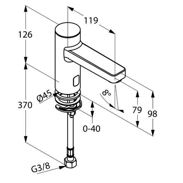 Kludi - Zenta - Közületi mosdó csaptelep - 3810505 – 2. kép