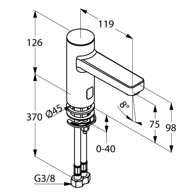 Kludi - Zenta - Közületi mosdó csaptelep - 3820205 – 2. kép