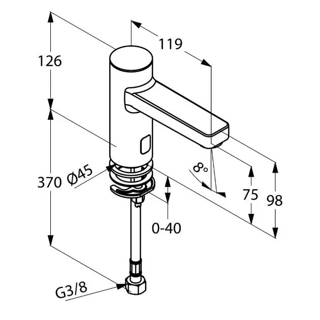 Kludi - Zenta - Közületi mosdó csaptelep - 3820505 – 2. kép