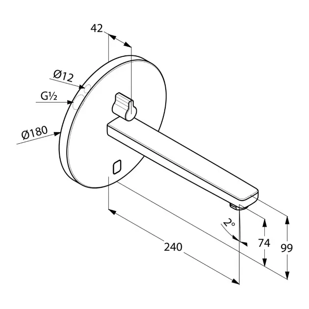 Kludi - Zenta - Közületi mosdó csaptelep - 3840105 – 2. kép