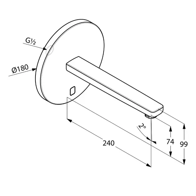 Kludi - Zenta - Közületi mosdó csaptelep - 3840305 – 2. kép