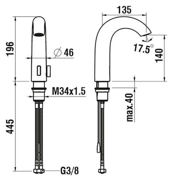 Laufen - Curvetronic - Közületi mosdó csaptelep - HF707153423000 – 2. kép