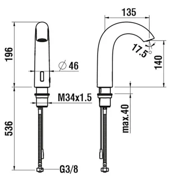 Laufen - Curvetronic - Közületi mosdó csaptelep - HF707154423000 – 2. kép