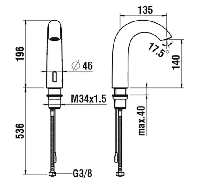 Laufen - Curvetronic - Közületi mosdó csaptelep - HF707154423060 – 2. kép