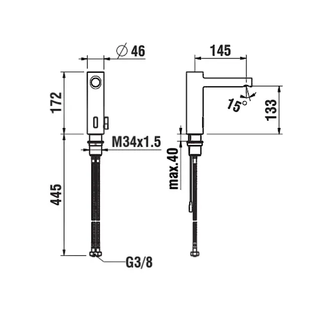 Laufen - Twintronic - Közületi mosdó csaptelep - HF707003423060 – 2. kép