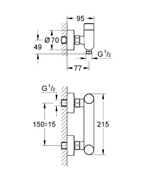 Grohe - Eurosmart Cosmopolitan T - Közületi zuhanypanel - 36320000 – 2. kép