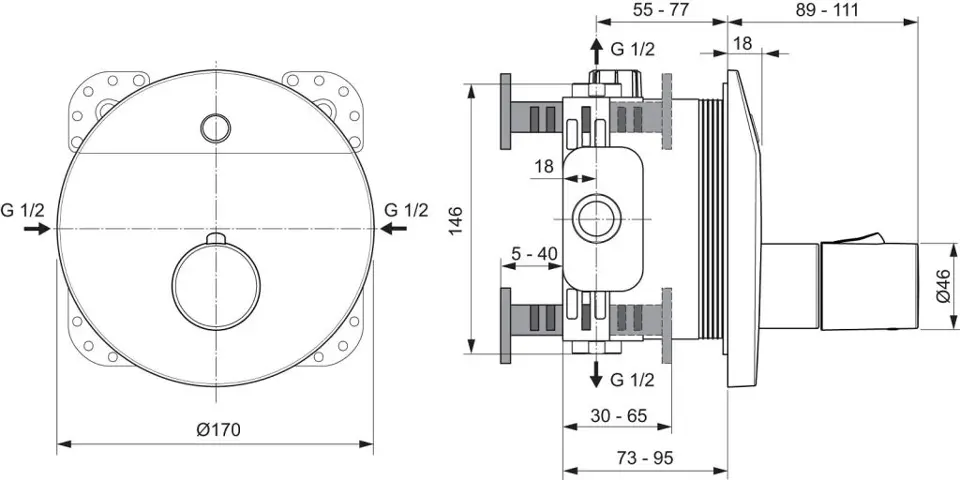 Ideal Standard - CeraPlus - Közületi zuhanypanel - A6156AA – 2. kép