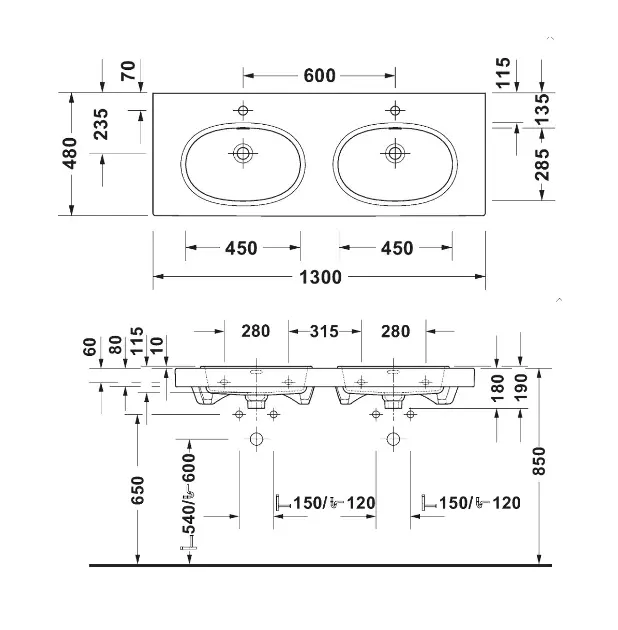Duravit - Balcoon - Dupla mosdó - 241213AM00 – 2. kép