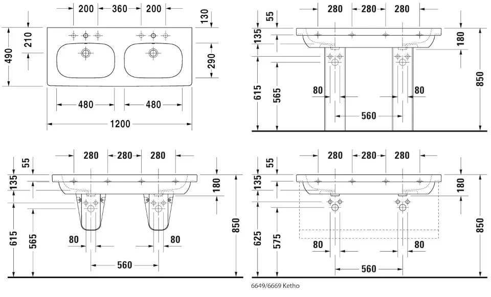 Duravit - D-Code - Dupla mosdó - 03481200002 – 2. kép