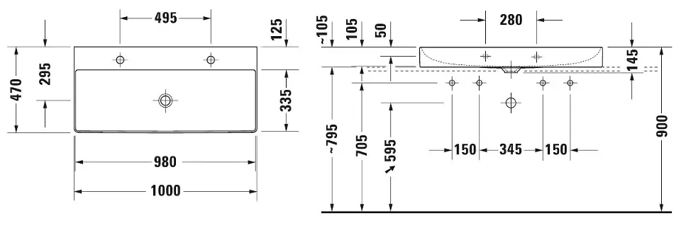 Duravit - DuraSquare - Dupla mosdó - 23531000721 – 2. kép