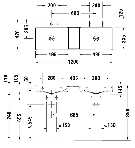Duravit - DuraSquare - Dupla mosdó - 2353120041 – 2. kép